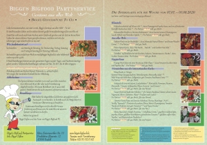 Übersicht der Speisekarte ab dem 07. Juli 2020 Übersicht der Speisekarte ab dem 07. Juli 2020